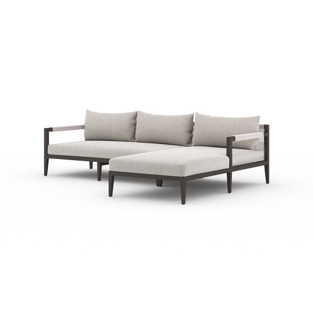 Sherwood 2 Pc Sectional-Four Hands-FH-223270-011-Outdoor SectionalsBronze Aluminum / Ivory Rope-RAF-Stone Grey-41-France and Son