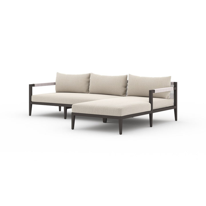 Sherwood 2 Pc Sectional-Four Hands-FH-223270-015-Outdoor SectionalsBronze Aluminum / Ivory Rope-RAF-Faye Sand-40-France and Son