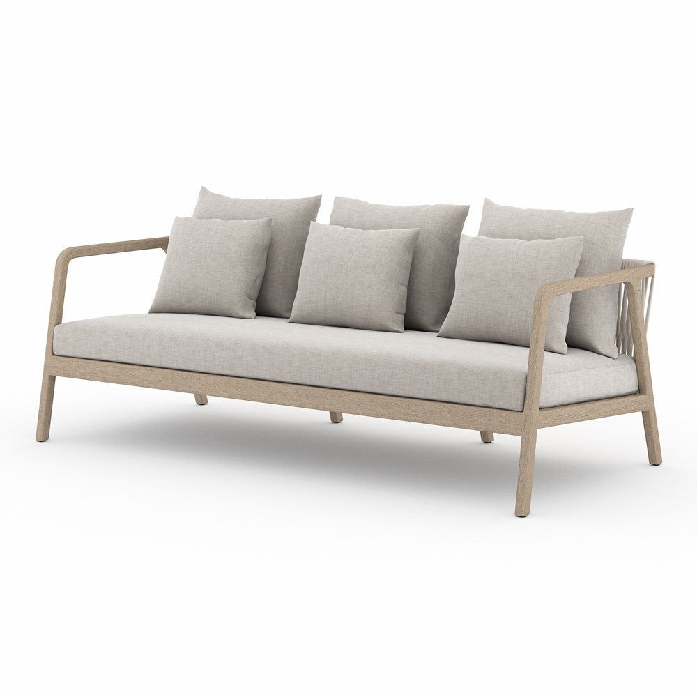 Numa Outdoor Sofa-Four Hands-FH-223328-002-Outdoor SofasWashed Brown-Fsc / Thick Grey Rope-Stone Grey-1-France and Son