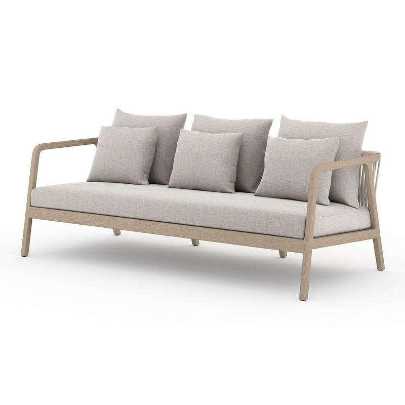 Numa Outdoor Sofa-Four Hands-FH-223328-002-Outdoor SofasWashed Brown-Fsc / Thick Grey Rope-Stone Grey-1-France and Son