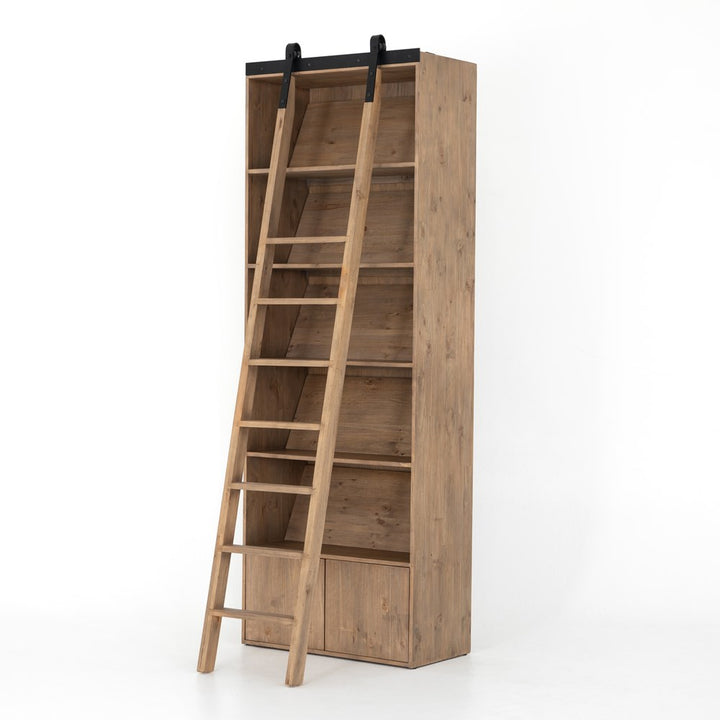 Bane Bookshelf-Four Hands-FH-223550-001-Bookcases & CabinetsSmoked Pine-With Ladder-13-France and Son