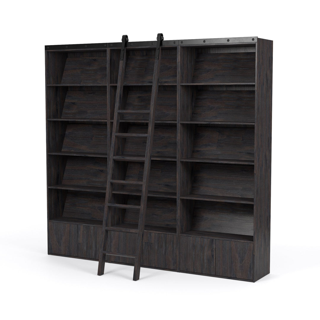 Bane Bookshelf-Four Hands-FH-223750-002-Bookcases & CabinetsDark Charcoal-Triple With Ladder-19-France and Son