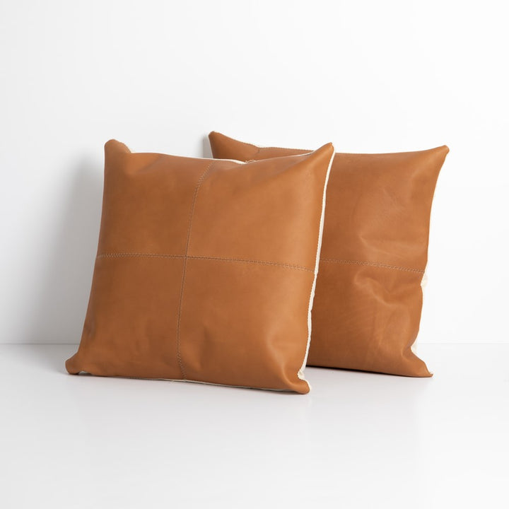 Sandro Leather Pillow, Set Of 2-Four Hands-FH-223784-001-PillowsWhiskey Saddle-1-France and Son