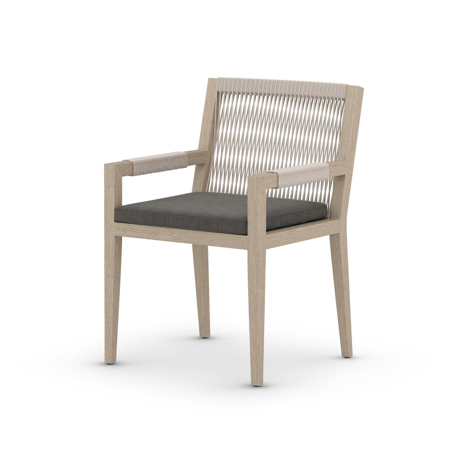 Biloxi Outdoor Dining Armchair-Four Hands-FH-223831-002-Outdoor Dining ChairsWashed Brown-Fsc / Grey Rope-Charcoal-1-France and Son