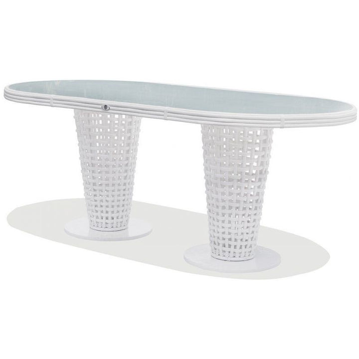 Dynasty Oval Dining Table by Skyline Design-Skyline Design-SKYLINE-22460-WM-Set-Outdoor Dining TablesWhite Mushroom-4-France and Son