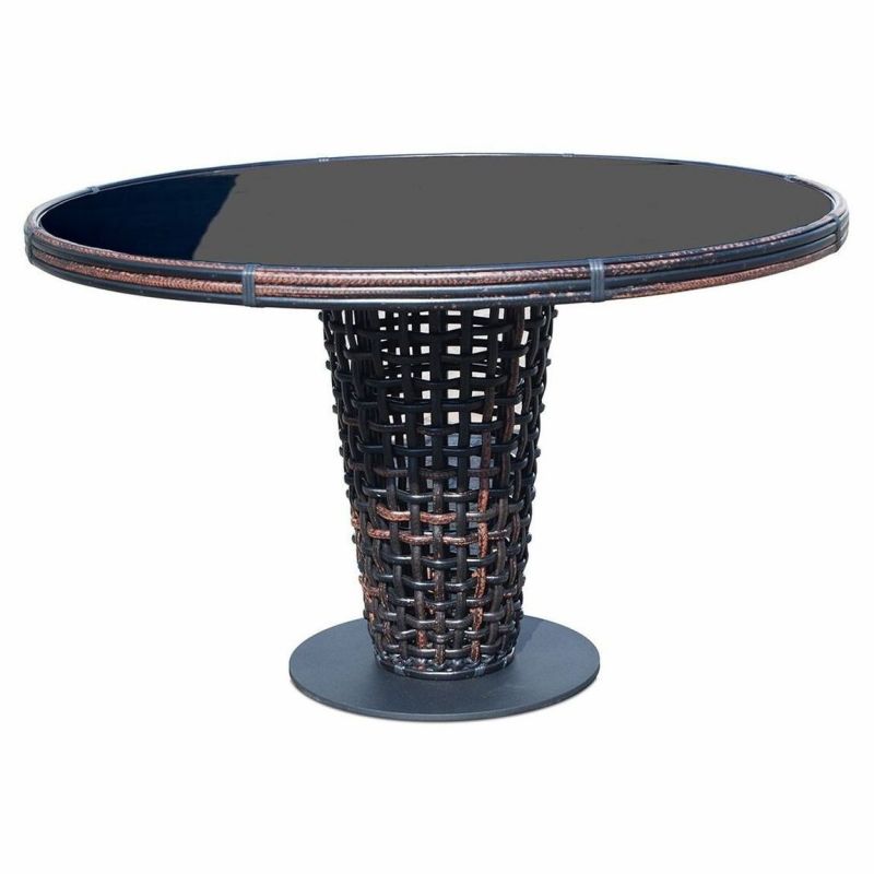 Dynasty Round Dining Table by Skyline Design-Skyline Design-SKYLINE-22461-BM-Set-Outdoor Dining TablesBlack Mushroom-1-France and Son
