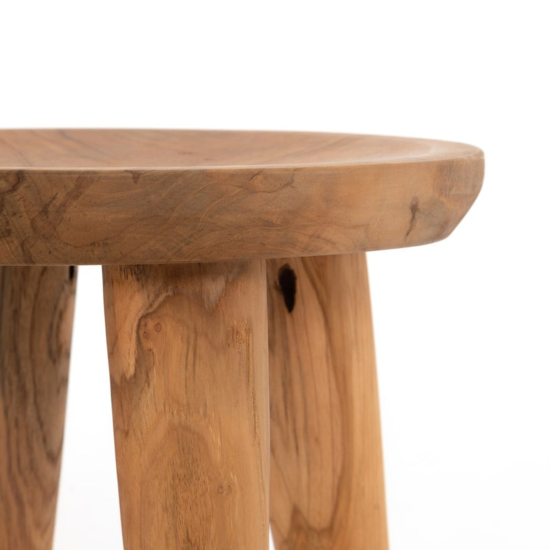 Zuri Round Outdoor End Table-Four Hands-FH-234251-001-Side TablesAged Natural Teak-3-France and Son