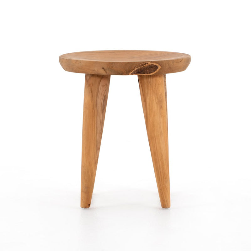 Zuri Round Outdoor End Table-Four Hands-FH-234251-001-Side TablesAged Natural Teak-2-France and Son