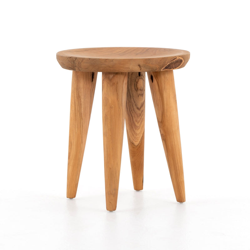 Zuri Round Outdoor End Table-Four Hands-FH-234251-001-Side TablesAged Natural Teak-1-France and Son