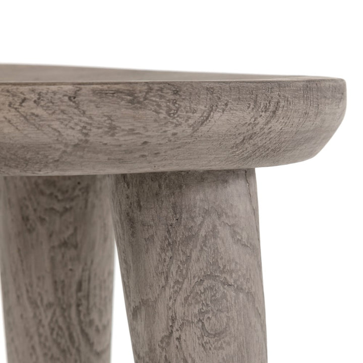 Zuri Round Outdoor End Table-Four Hands-FH-234251-001-Side TablesAged Natural Teak-5-France and Son