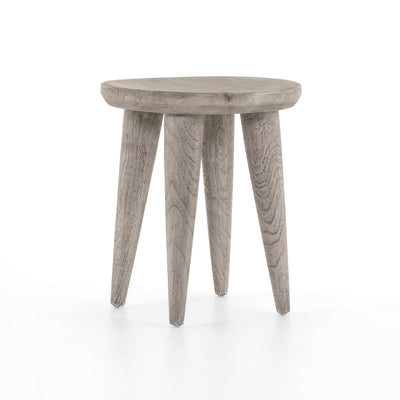 Zuri Round Outdoor End Table-Four Hands-FH-224745-002-Side TablesWeathered Grey Teak-4-France and Son