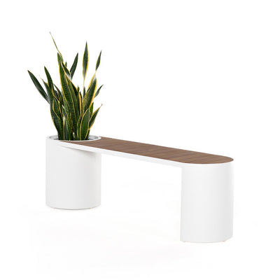 Kylen Outdoor Bench with Planter - White-Four Hands-FH-224765-001-Outdoor Lounge-1-France and Son