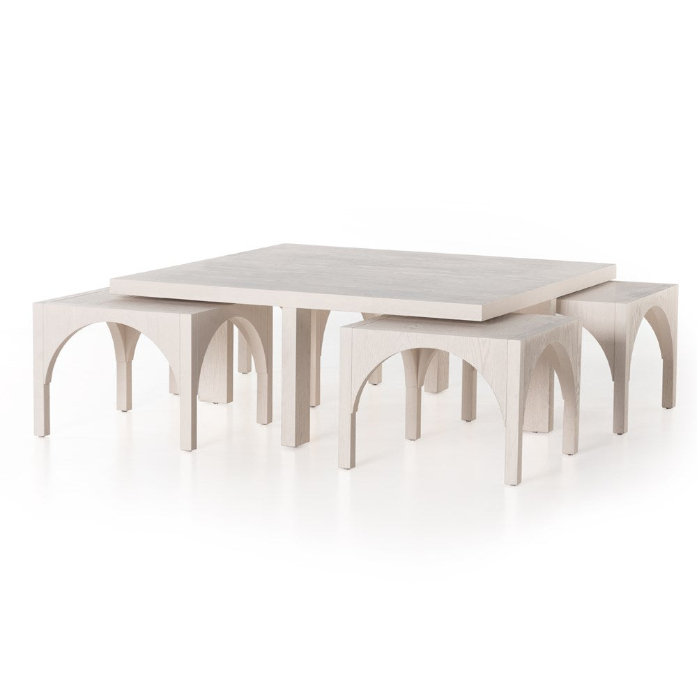 Amara Coffee Tbl W/Nesting Arch Stls - Wht-Four Hands-FH-224822-001-Coffee Tables-3-France and Son