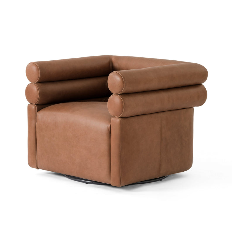Evie Swivel Chair-Four Hands-FH-225262-002-Lounge ChairsPalermo Cognac-7-France and Son