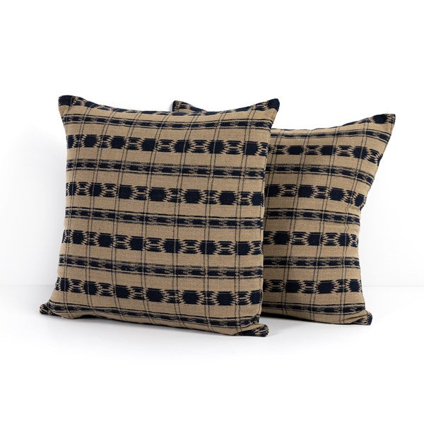 Striped Ikat Pillow-Tan Striped-Set2-20-Four Hands-FH-226099-001-Pillows-1-France and Son