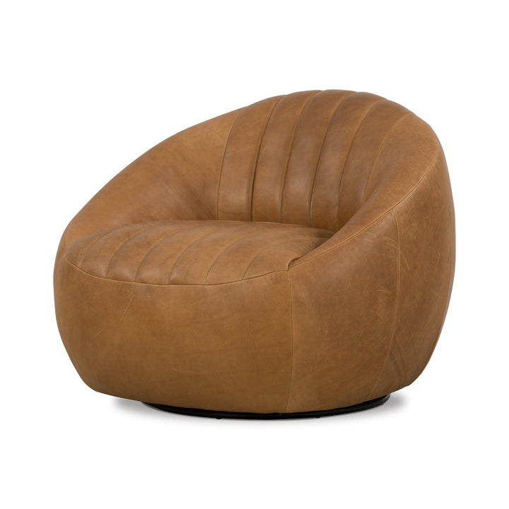 Audie Swivel Chair-Four Hands-FH-226408-005-Lounge ChairsHeirloom Sienna-2-France and Son