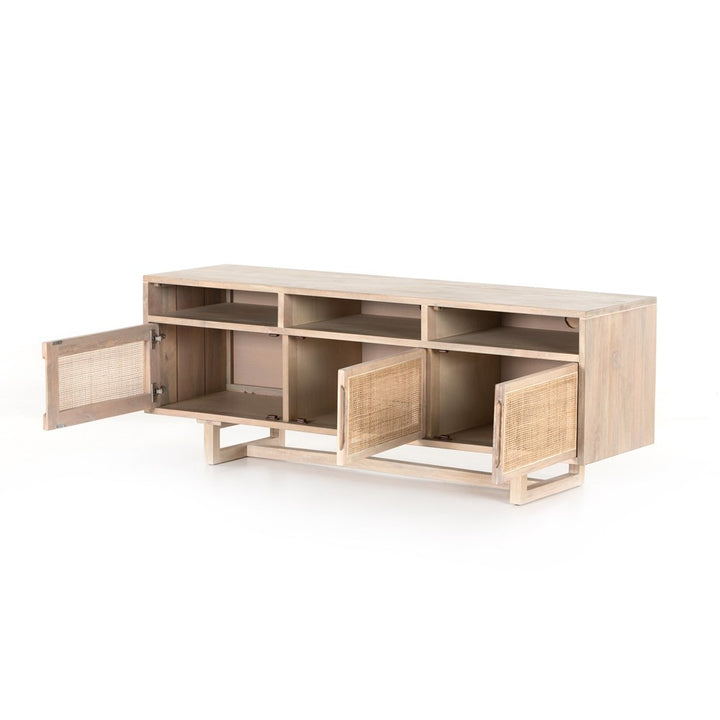 Clarita Media Console-Four Hands-STOCKR-226484-001-Media Storage / TV StandsWhite Wash Mango-3-France and Son