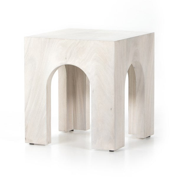 Fausto End Table-Bleached Guanacaste-Four Hands-FH-226687-001-Side TablesWhite-1-France and Son