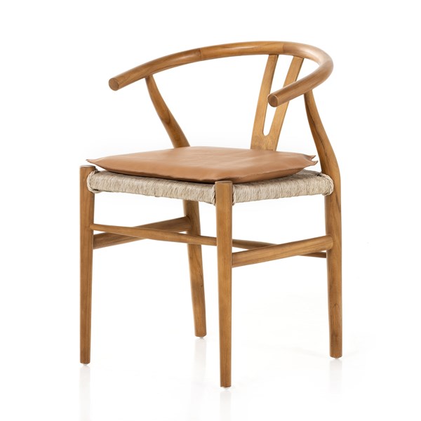 Muestra Dining Chair W/ Cushion-Four Hands-FH-228276-005-Dining ChairsNatural Teak Chair w/ Whiskey Cushion-9-France and Son