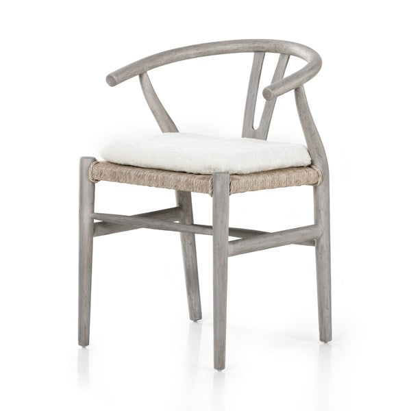 Muestra Dining Chair W/ Cushion-Four Hands-FH-228276-010-Dining ChairsWeathered Grey Teak Chair w/ Cream Cushion-4-France and Son
