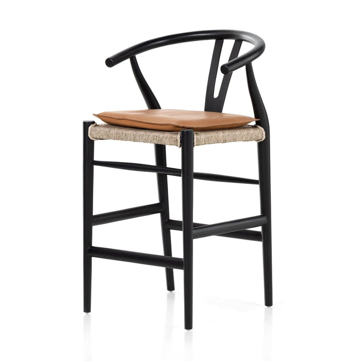 Muestra Bar + Counter Stool With Cushion-Four Hands-FH-228279-002-Stools & OttomansCounter Stool-Black-Whiskey Saddle-11-France and Son