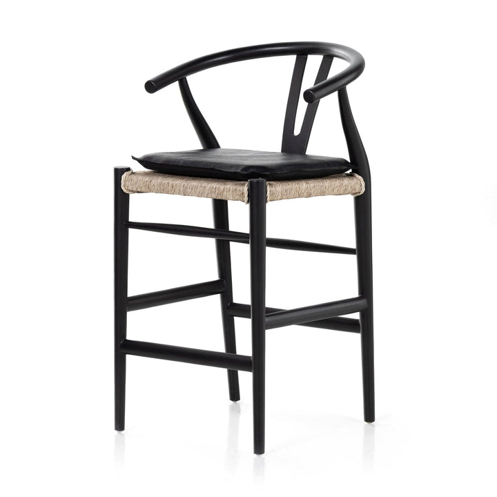 Muestra Bar + Counter Stool With Cushion-Four Hands-FH-228279-004-Stools & OttomansBar Stool-Black-Cream Shorn Sheepskin-12-France and Son