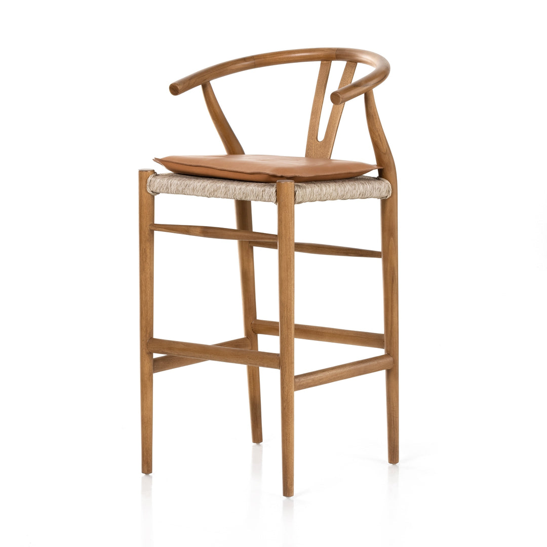 Muestra Bar + Counter Stool With Cushion-Four Hands-FH-228279-008-Stools & OttomansBar Stool-Natural-Whiskey Saddle-5-France and Son