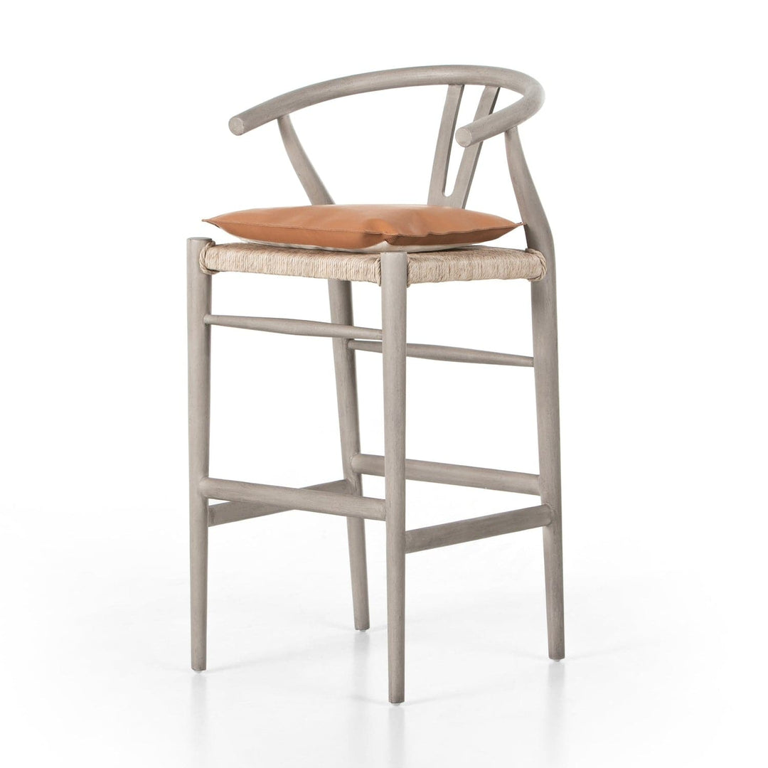 Muestra Bar + Counter Stool With Cushion-Four Hands-FH-228279-011-Stools & OttomansBar Stool-Weathered Grey-Whiskey Saddle-8-France and Son
