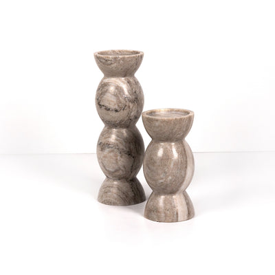 Kivu Pillar Candle Holder-Set of 2-Grey-Four Hands-FH-228338-002-Decor-3-France and Son