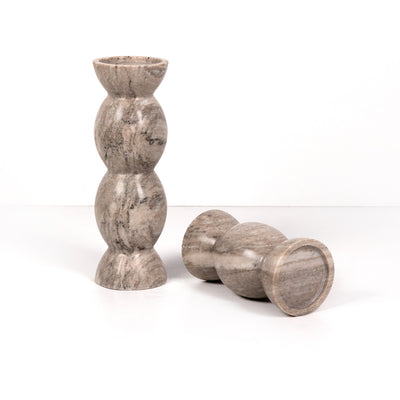 Kivu Pillar Candle Holder-Set of 2-Grey-Four Hands-FH-228338-002-Decor-7-France and Son