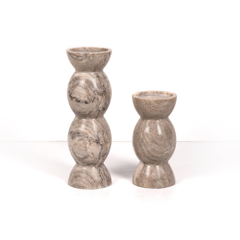Kivu Pillar Candle Holder-Set of 2-Grey-Four Hands-FH-228338-002-Decor-4-France and Son