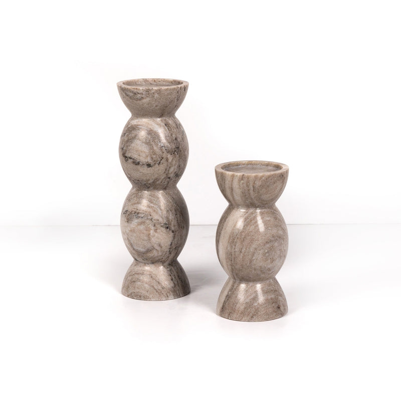 Kivu Pillar Candle Holder-Set of 2-Grey-Four Hands-FH-228338-002-Decor-1-France and Son