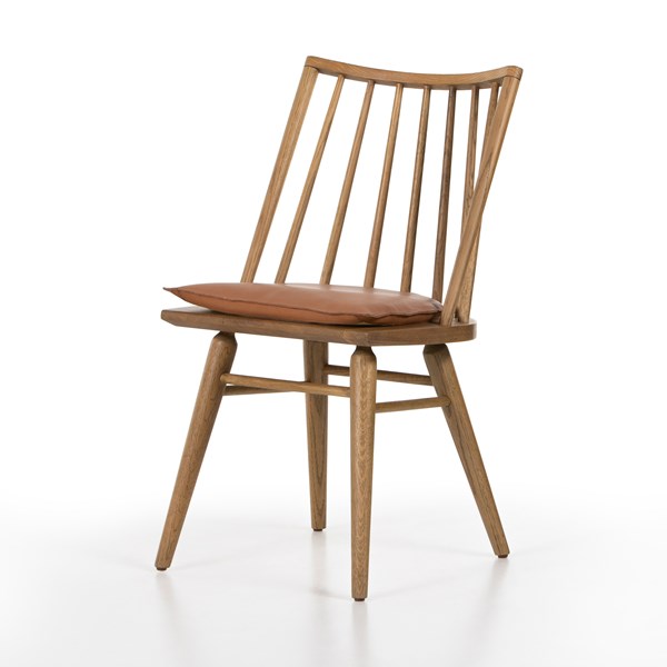 Lewis Windsor Chair-Four Hands-FH-228386-013-Dining ChairsSandy Oak with Whiskey Saddle Cushion-17-France and Son