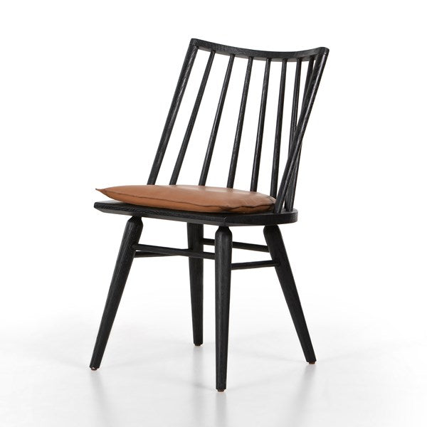 Lewis Windsor Chair-Four Hands-FH-228386-017-Dining ChairsBlack Oak with Whiskey Saddle Cushion-23-France and Son