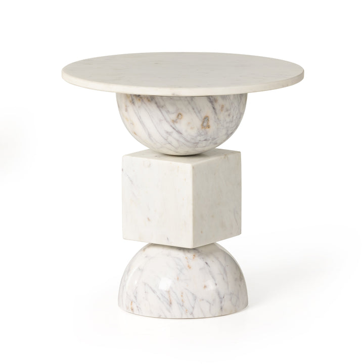 Neda End Table-Four Hands-FH-228902-003-Side TablesPolished White Marble-3-France and Son