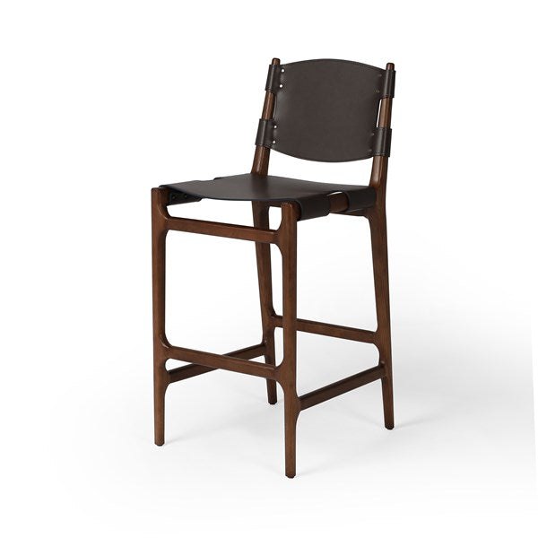 Joan Bar + Counter Stool-Four Hands-FH-229175-011-Bar StoolsEspresso Leather Blend-Bar Stool-8-France and Son