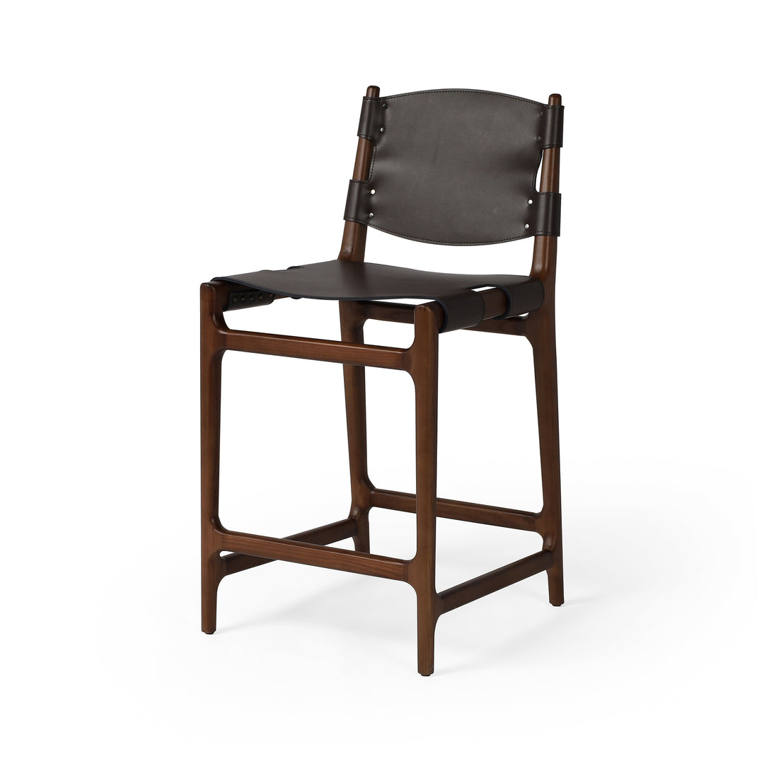 Joan Stool-Four Hands-FH-229175-012-Bar StoolsEspresso Leather Blend-Counter Stool-5-France and Son