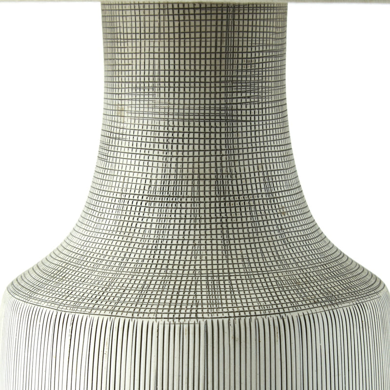 Ombak Table Lamp - Black & White Grid Ceramic-Four Hands-FH-229308-001-Table Lamps-5-France and Son