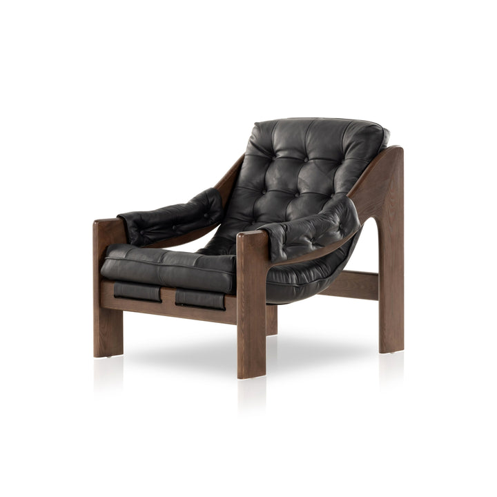 Halston Chair-Four Hands-FH-229488-001-Lounge ChairsHeirloom Black with Terra Brown Ash-without Ottoman-7-France and Son