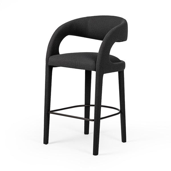 Hawkins Bar + Counter Stool-Four Hands-FH-230067-041-Bar StoolsFiqa Boucle Charcoal-Counter-8-France and Son