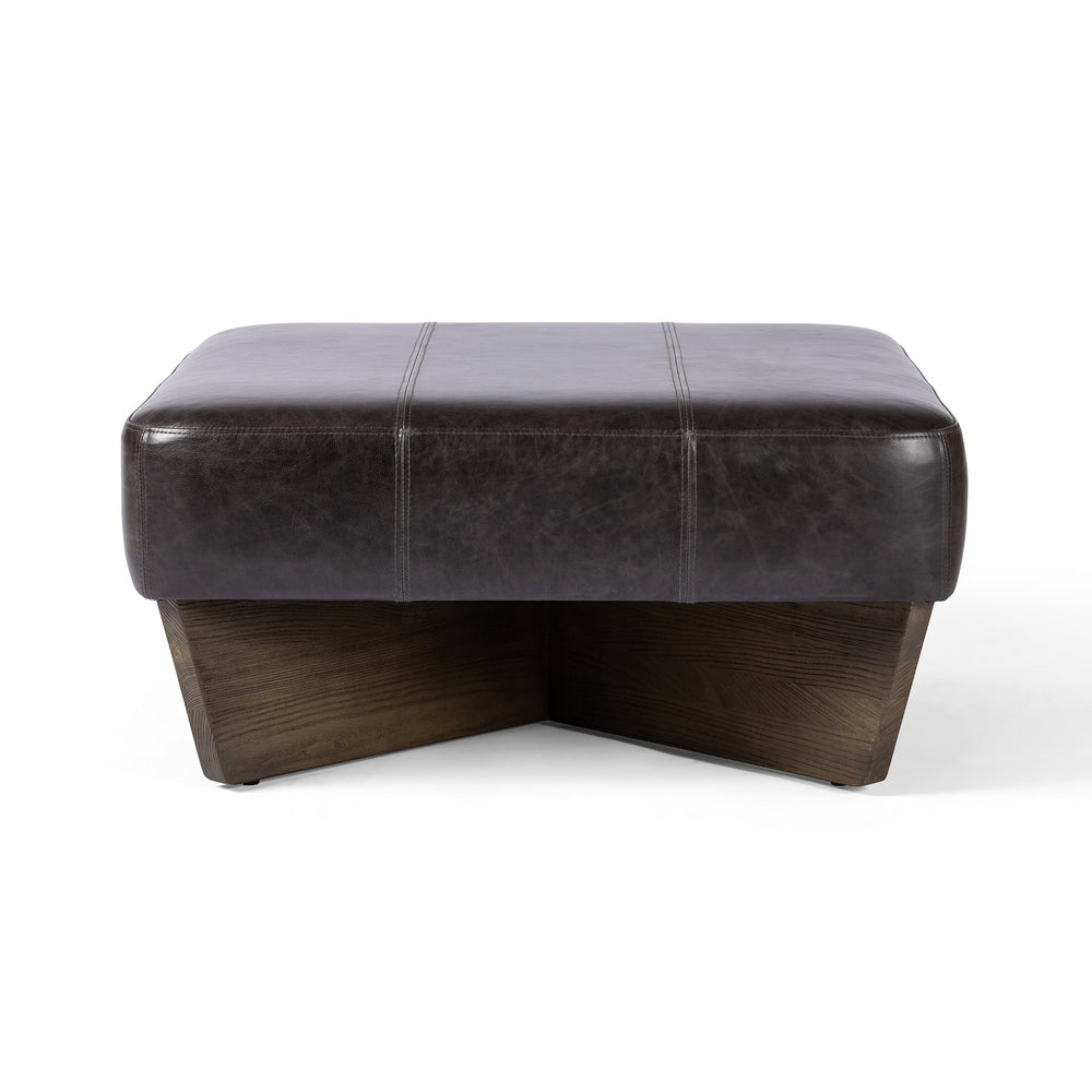 Chaz Square Ottoman - Sonoma Black-Four Hands-FH-230221-006-Outdoor Ottomans, Benches & Stools-2-France and Son