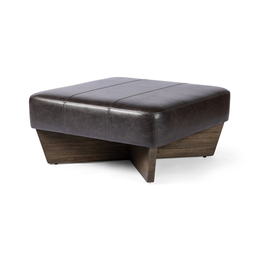 Chaz Square Ottoman - Sonoma Black-Four Hands-FH-230221-006-Outdoor Ottomans, Benches & Stools-1-France and Son