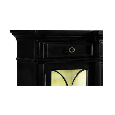 Four Door Breakfront Black Display Cabinet-Jonathan Charles-JCHARLES-495144-BLA-Bookcases & Cabinets-4-France and Son