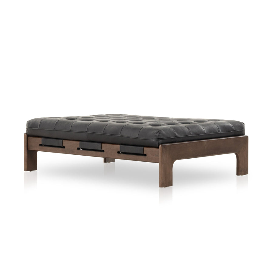 Halston Cocktail Ottoman-Four Hands-FH-230750-001-Outdoor Ottomans, Benches & StoolsHeirloom Black with Terra Brown Ash-1-France and Son