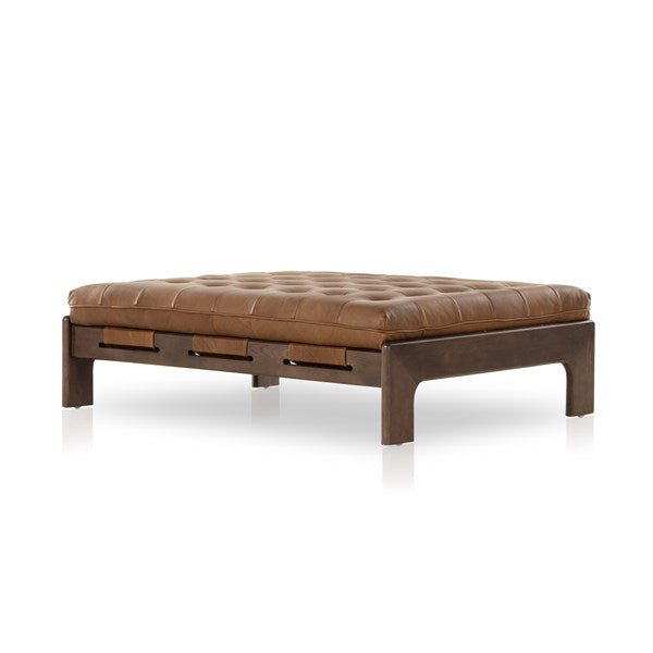 Halston Cocktail Ottoman-Four Hands-FH-230750-002-Outdoor Ottomans, Benches & StoolsHeirloom Sienna with Terra Brown Ash-4-France and Son