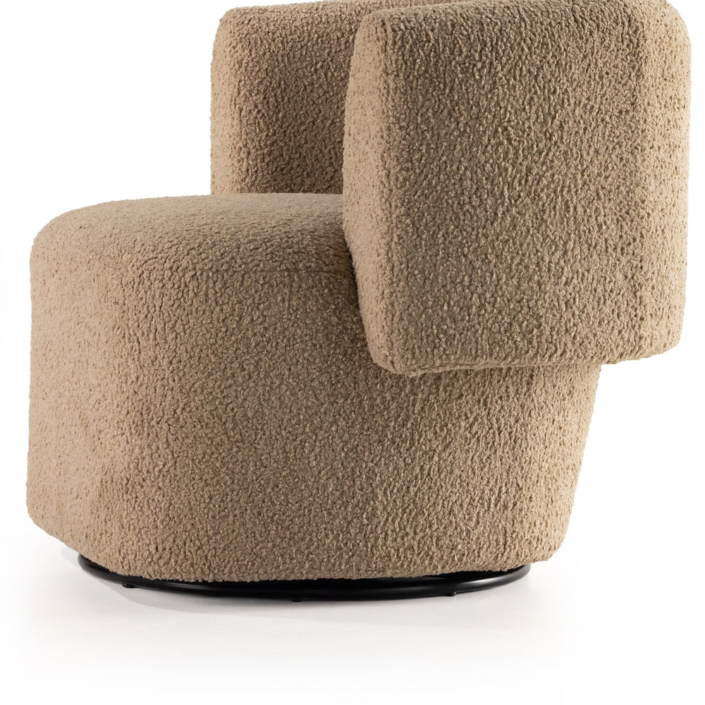 Tybalt Swivel Chair-Four Hands-FH-231367-001-Lounge ChairsSheepskin Camel-4-France and Son