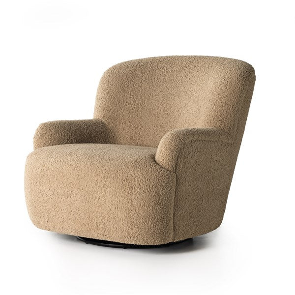 Kadon Swivel Chair-Four Hands-FH-231717-001-Lounge ChairsSheepskin Camel-2-France and Son