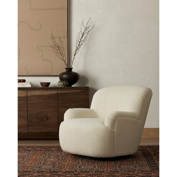 Kadon Swivel Chair-Four Hands-FH-231717-001-Lounge ChairsSheepskin Camel-3-France and Son