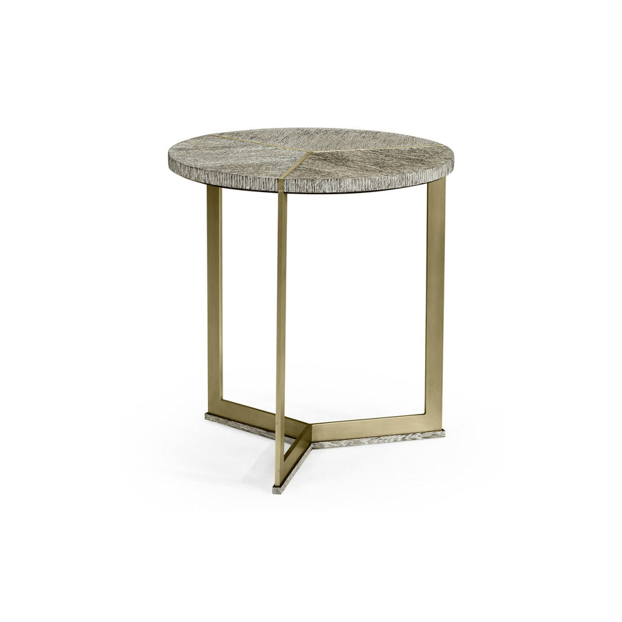 Geometric Round Oak & Brass End Table-Jonathan Charles-JCHARLES-500336-DFO-Tables-1-France and Son