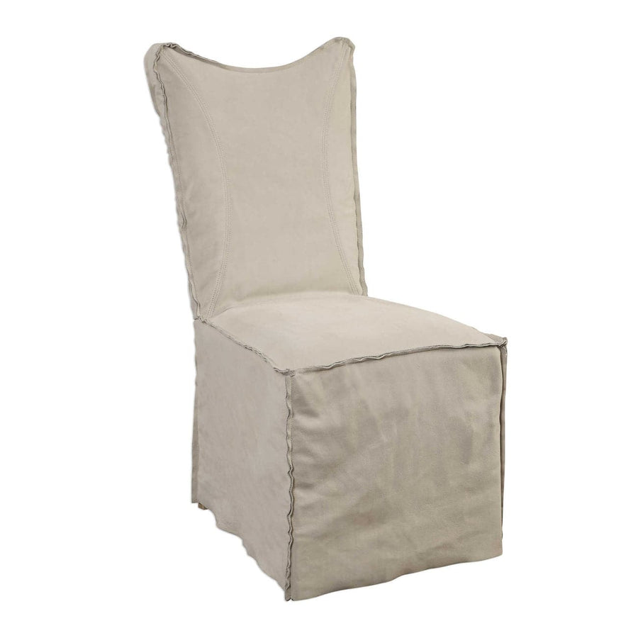 Delroy Armless Chair - Set of Two-Uttermost-UTTM-23470-2-Dining ChairsStone Ivory Leather-1-France and Son